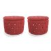 Kit Puff Redondo Clássico Capitonê Suede Vermelho - DS Estofados