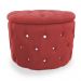 Kit Puff Redondo Clássico Capitonê Suede Vermelho - DS Estofados