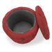 Kit Puff Redondo Clássico Capitonê Suede Vermelho - DS Estofados
