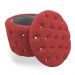 Kit Puff Redondo Clássico Capitonê Suede Vermelho - DS Estofados