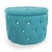 Kit Puff Redondo Classico Capitonê Suede Azul Turquesa - DS Estofados