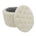 Kit Puff Redondo Classico Capitonê Suede Bege - DS Estofados