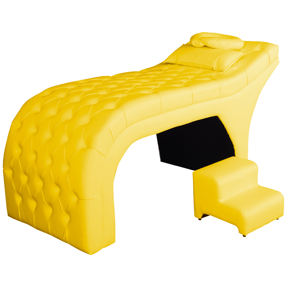 Maca Estofada Capitonê Corino Amarelo 80cm - DS Estofados