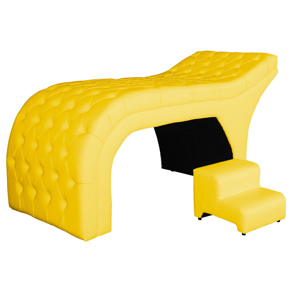 Maca Estofada Capitonê Corino Amarelo 80cm - DS Estofados