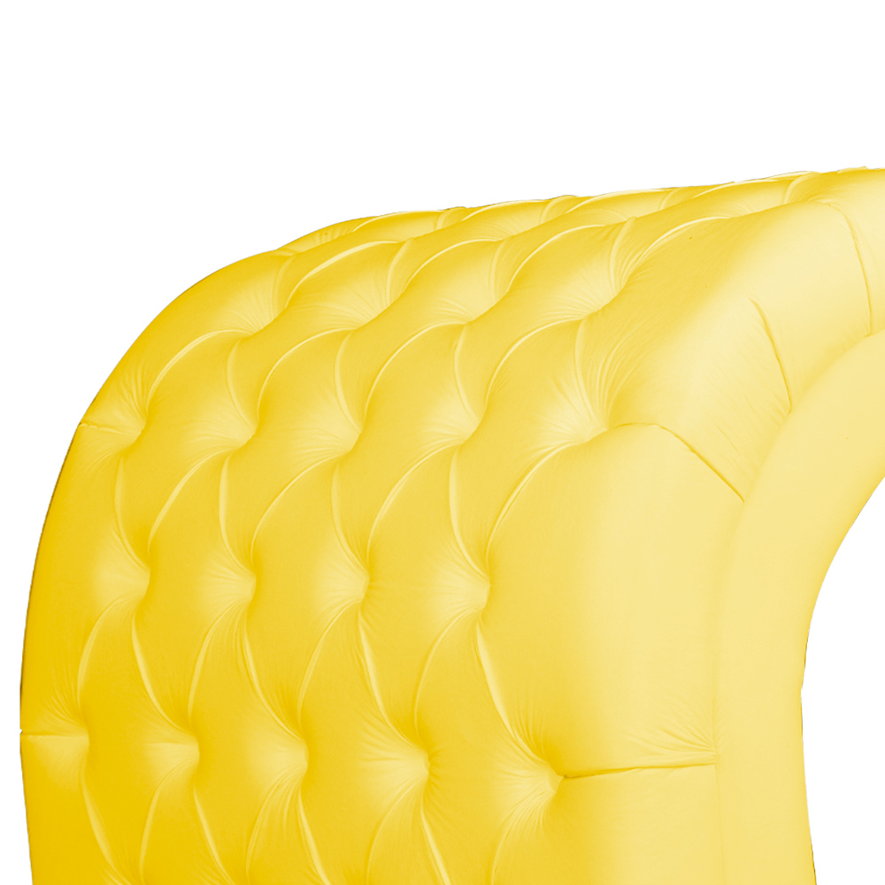 Maca Estofada Capitonê Corino Amarelo 80cm - DS Estofados