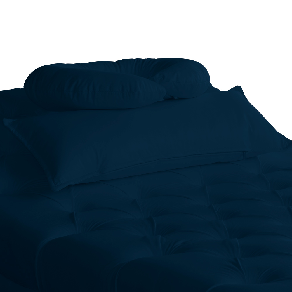 Maca Estofada Capitonê Corino Azul Marinho 80cm - DS Estofados
