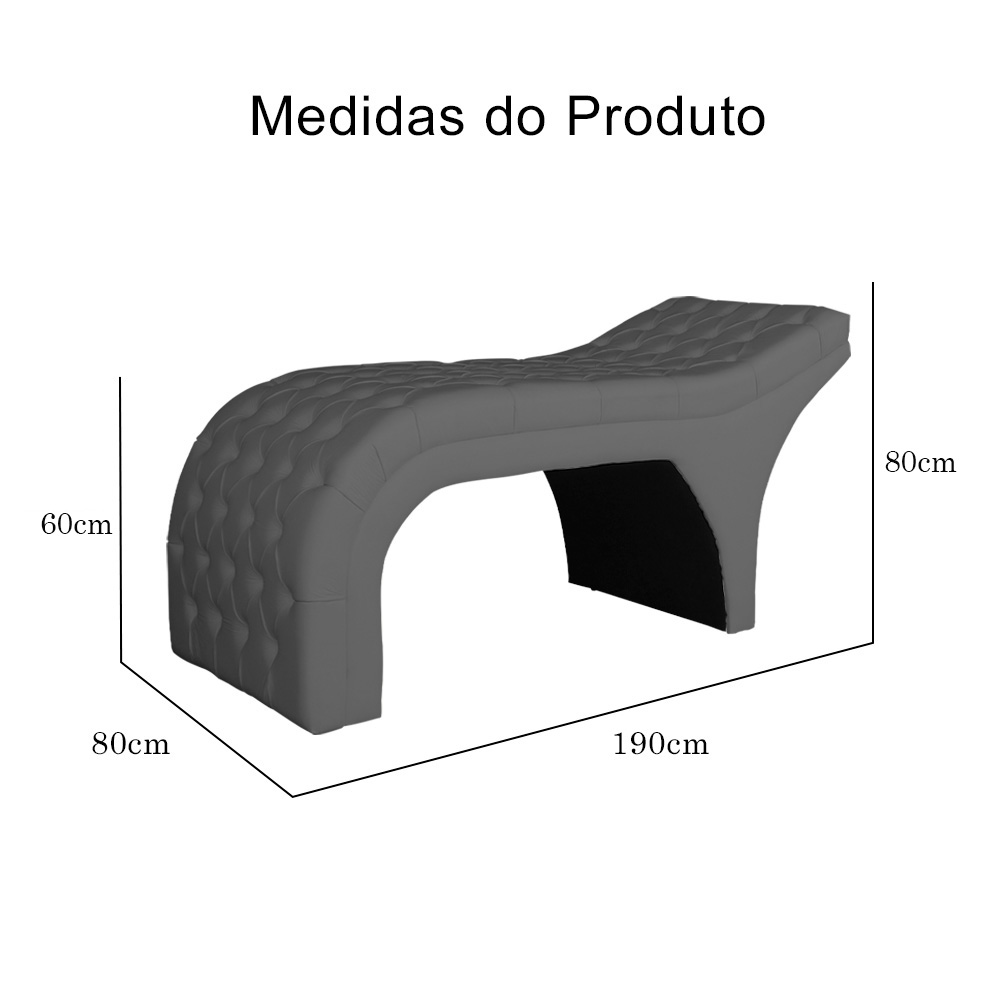 Maca Estofada Capitonê Corino Cinza 80cm - DS Estofados