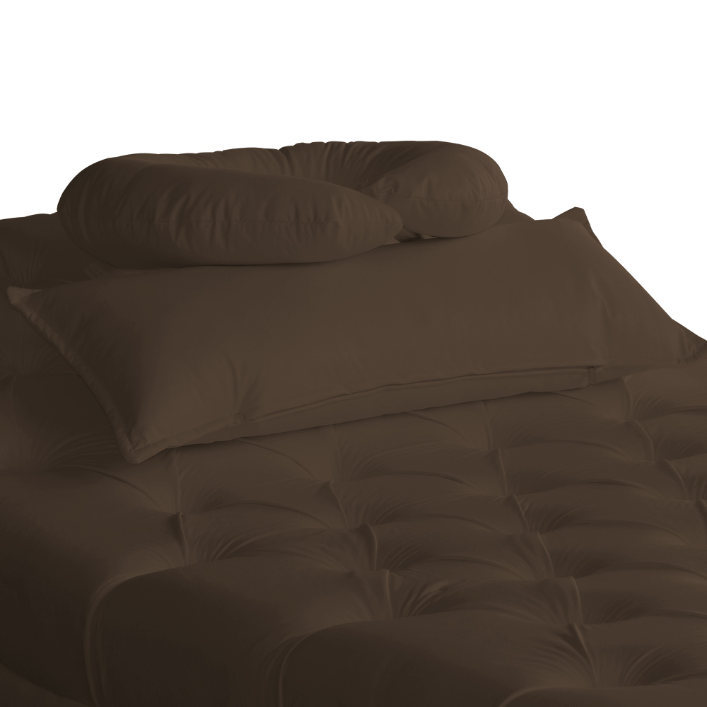 Maca Estofada Capitonê Corino Marrom 80cm - DS Estofados