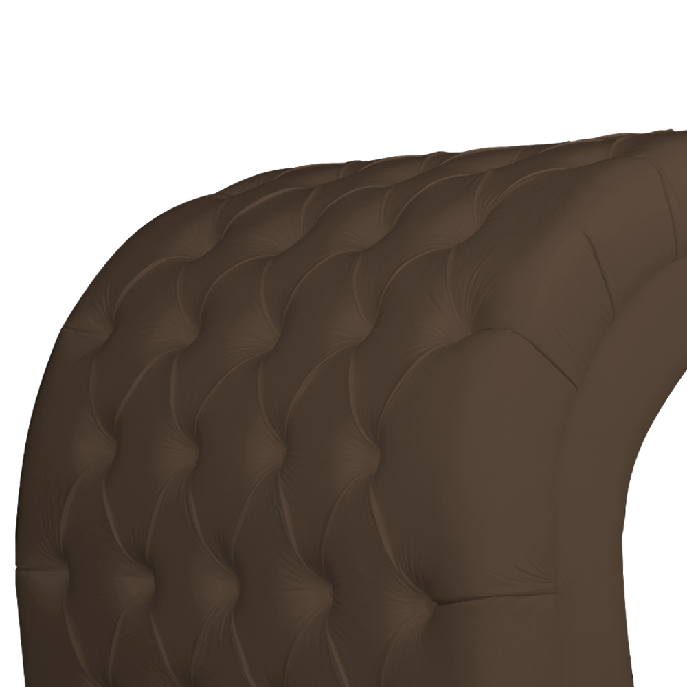 Maca Estofada Capitonê Corino Marrom 80cm - DS Estofados