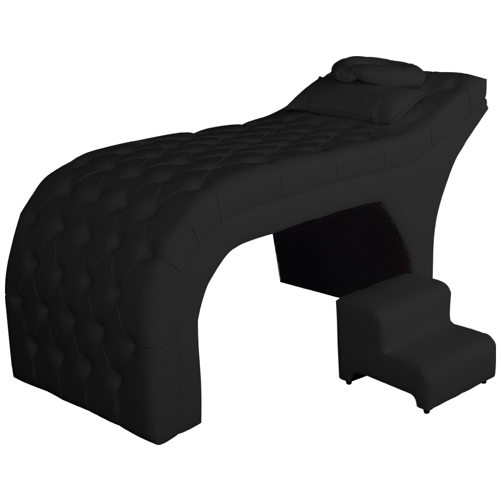 Maca Estofada Capitonê Corino Preto 80cm - DS Estofados
