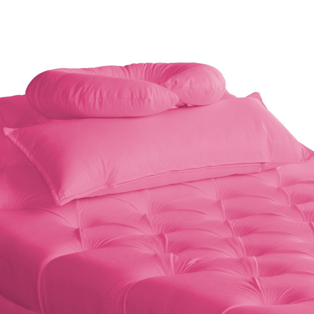 Maca Estofada Capitonê Corino Rosa 80cm - DS Estofados
