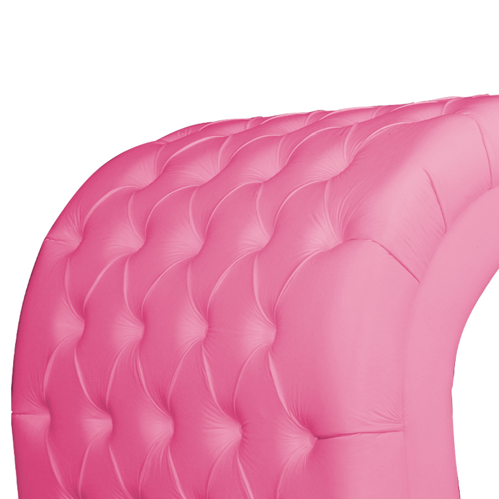 Maca Estofada Capitonê Corino Rosa 80cm - DS Estofados