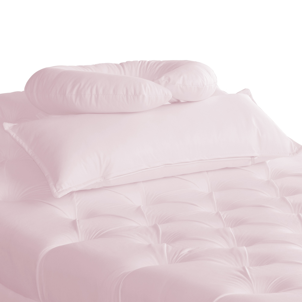 Maca Estofada Capitonê Corino Rosa Bebê 80cm - DS Estofados