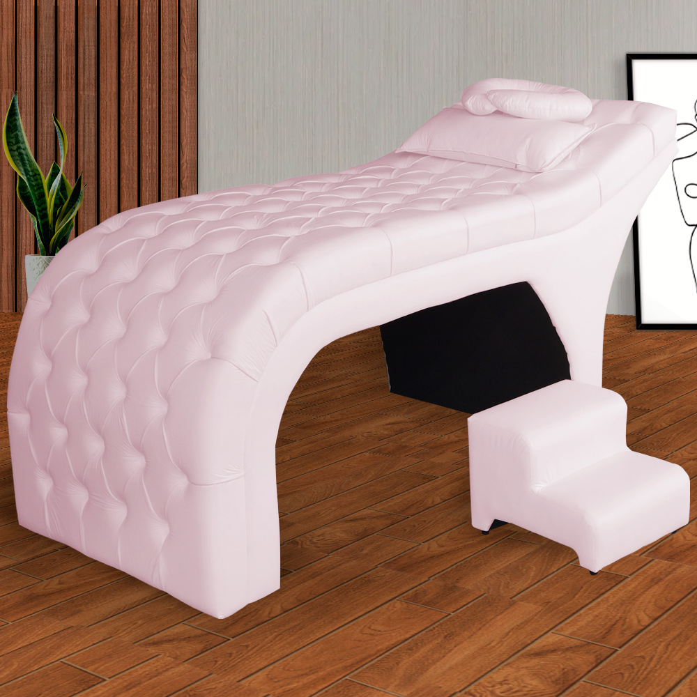 Maca Estofada Capitonê Corino Rosa Bebê 80cm - DS Estofados