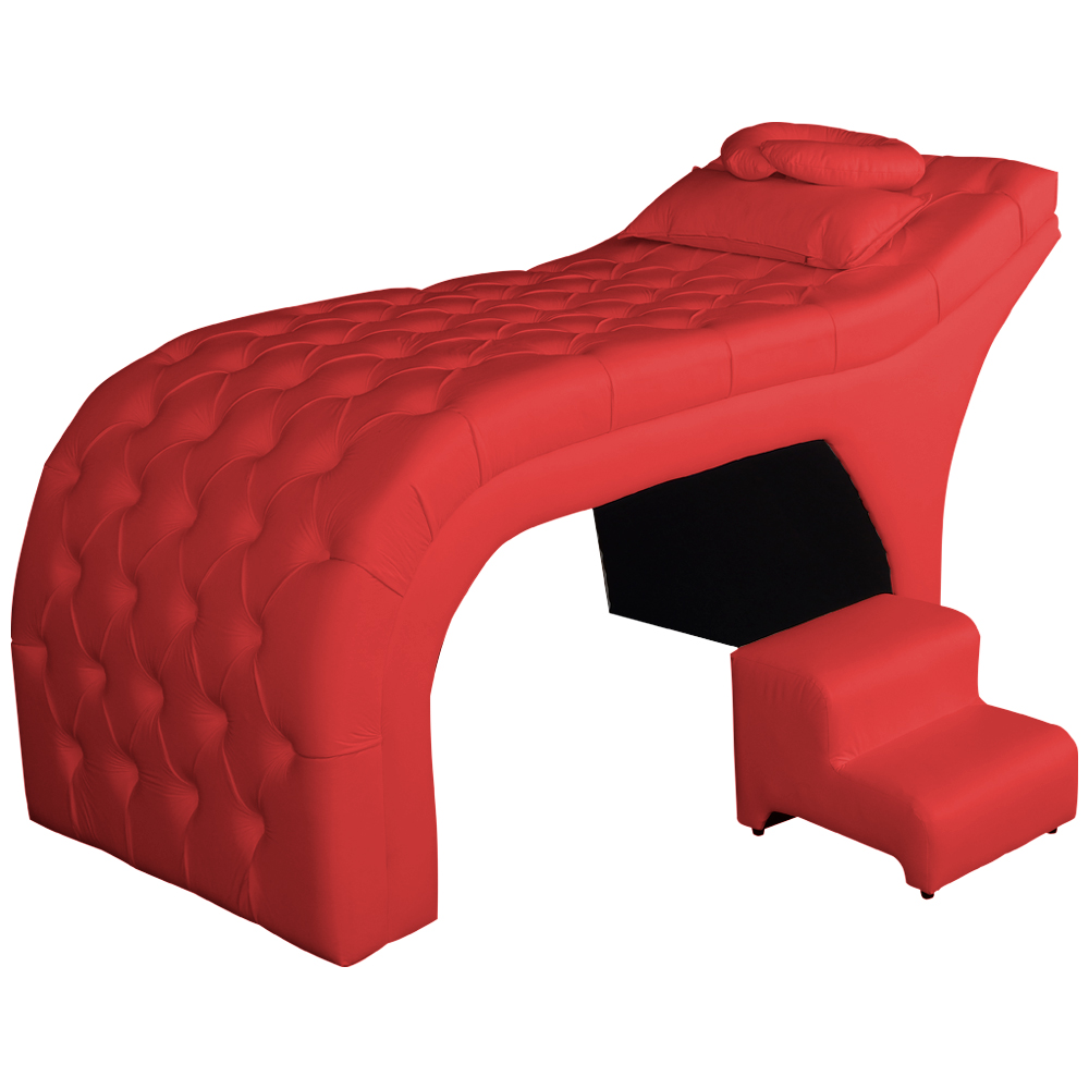 Maca Estofada Capitonê Corino Vermelho 80cm - DS Estofados