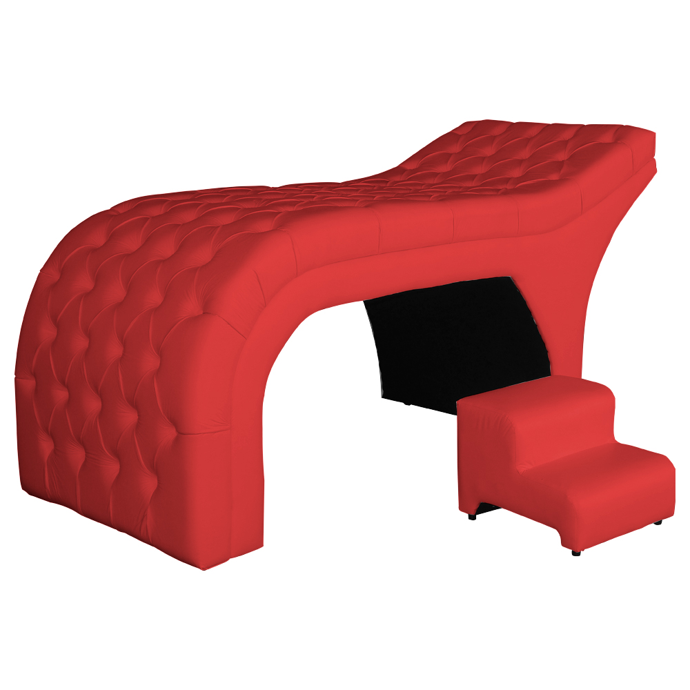 Maca Estofada Capitonê Corino Vermelho 80cm - DS Estofados