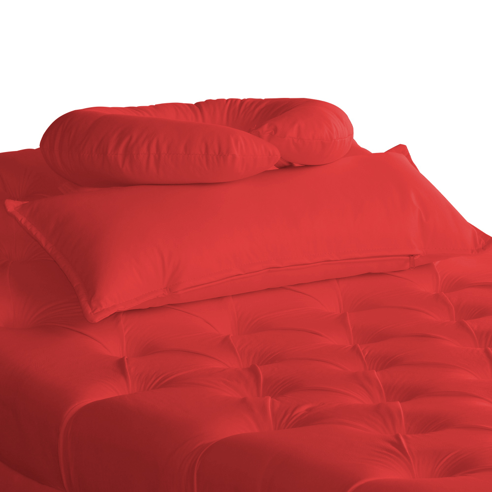 Maca Estofada Capitonê Corino Vermelho 80cm - DS Estofados
