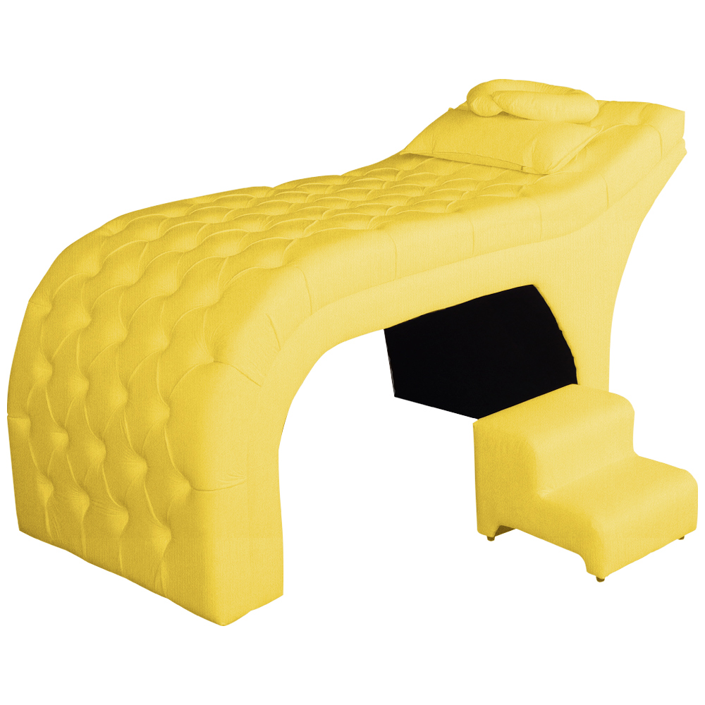Maca Estofada Capitonê Requinte Suede Amarelo 80cm - DS Estofados