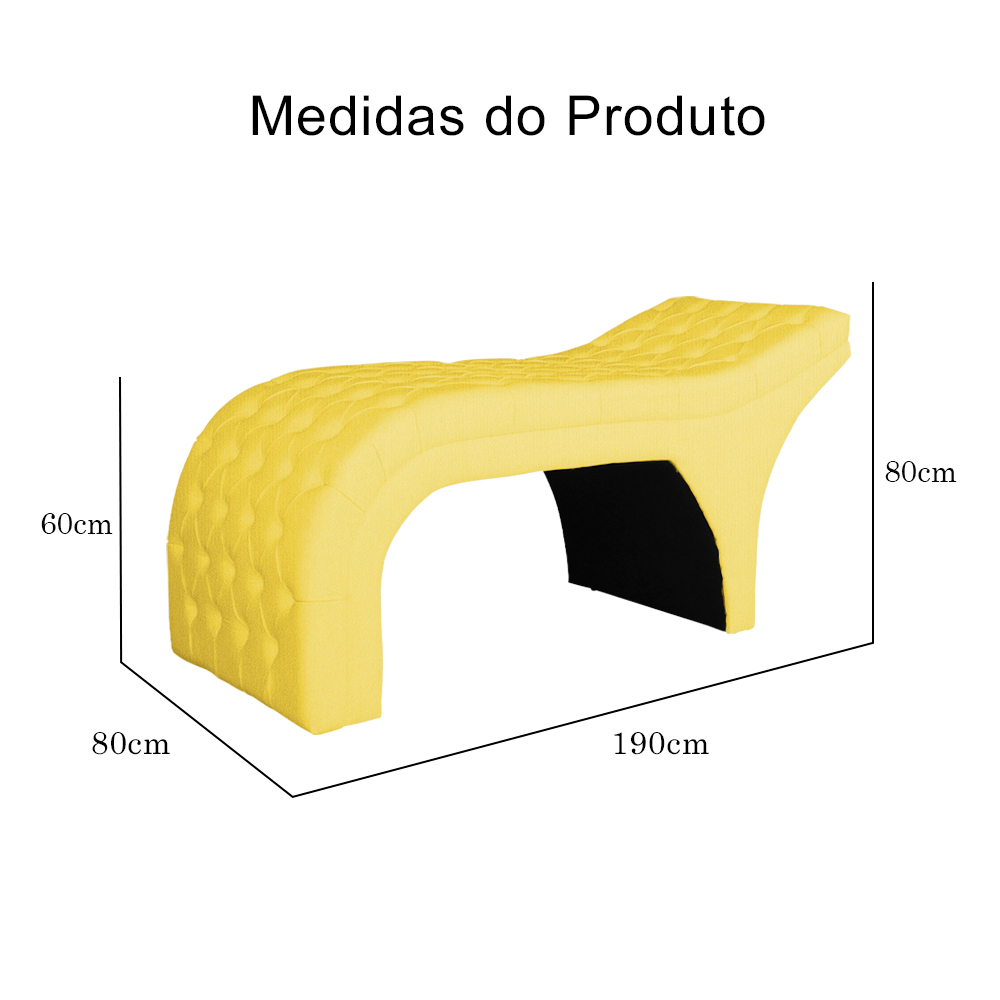 Maca Estofada Capitonê Requinte Suede Amarelo 80cm - DS Estofados