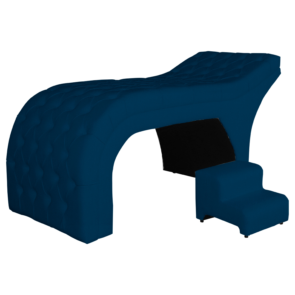 Maca Estofada Capitonê Requinte Suede Azul Marinho 80cm  - DS Estofados