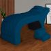 Maca Estofada Capitonê Requinte Suede Azul Marinho 80cm  - DS Estofados