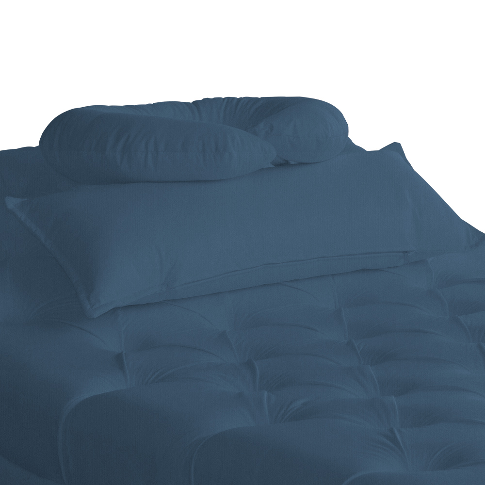 Maca Estofada Capitonê Requinte Suede Azul Royal 80cm - DS Estofados