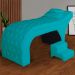Maca Estofada Capitonê Requinte Suede Azul Turquesa 80cm - DS Estofados