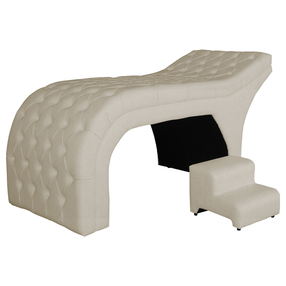 Maca Estofada Capitonê Requinte Suede Bege 80cm - DS Estofados