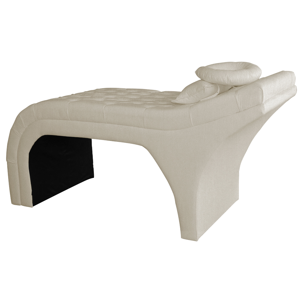 Maca Estofada Capitonê Requinte Suede Bege 80cm - DS Estofados