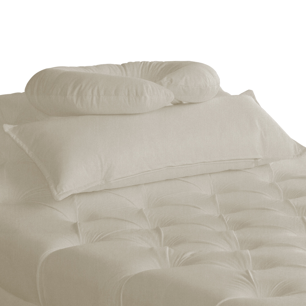 Maca Estofada Capitonê Requinte Suede Bege 80cm - DS Estofados