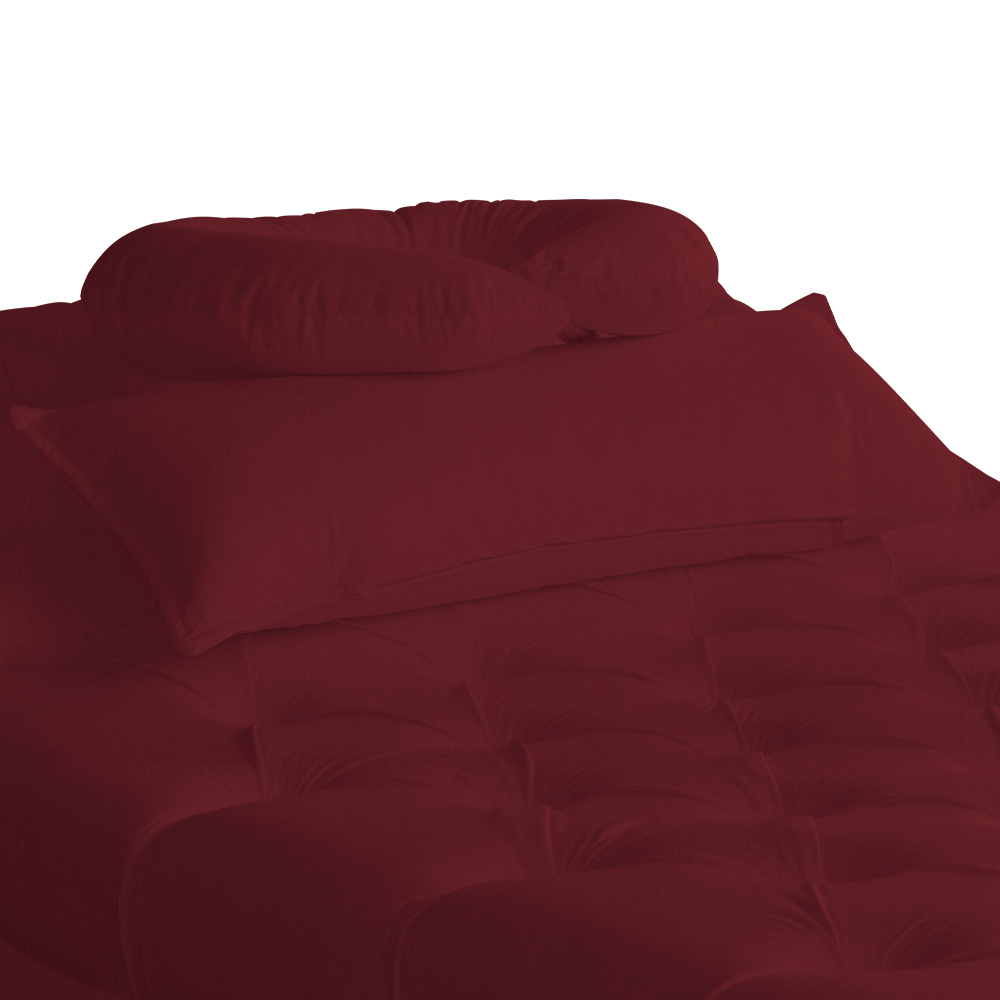 Maca Estofada Capitonê Requinte Suede Bordô 80cm - DS Estofados