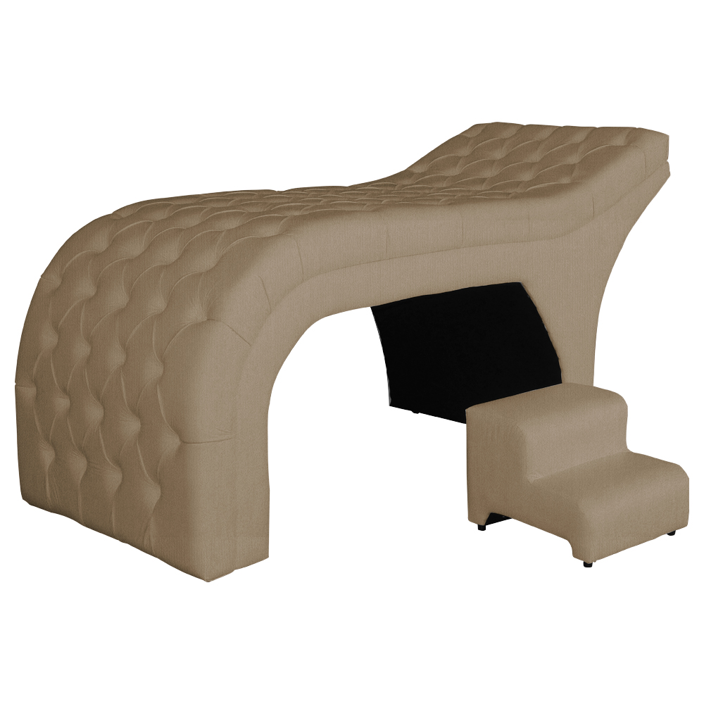 Maca Estofada Capitonê Requinte Suede Cappuccino 80cm - DS Estofados