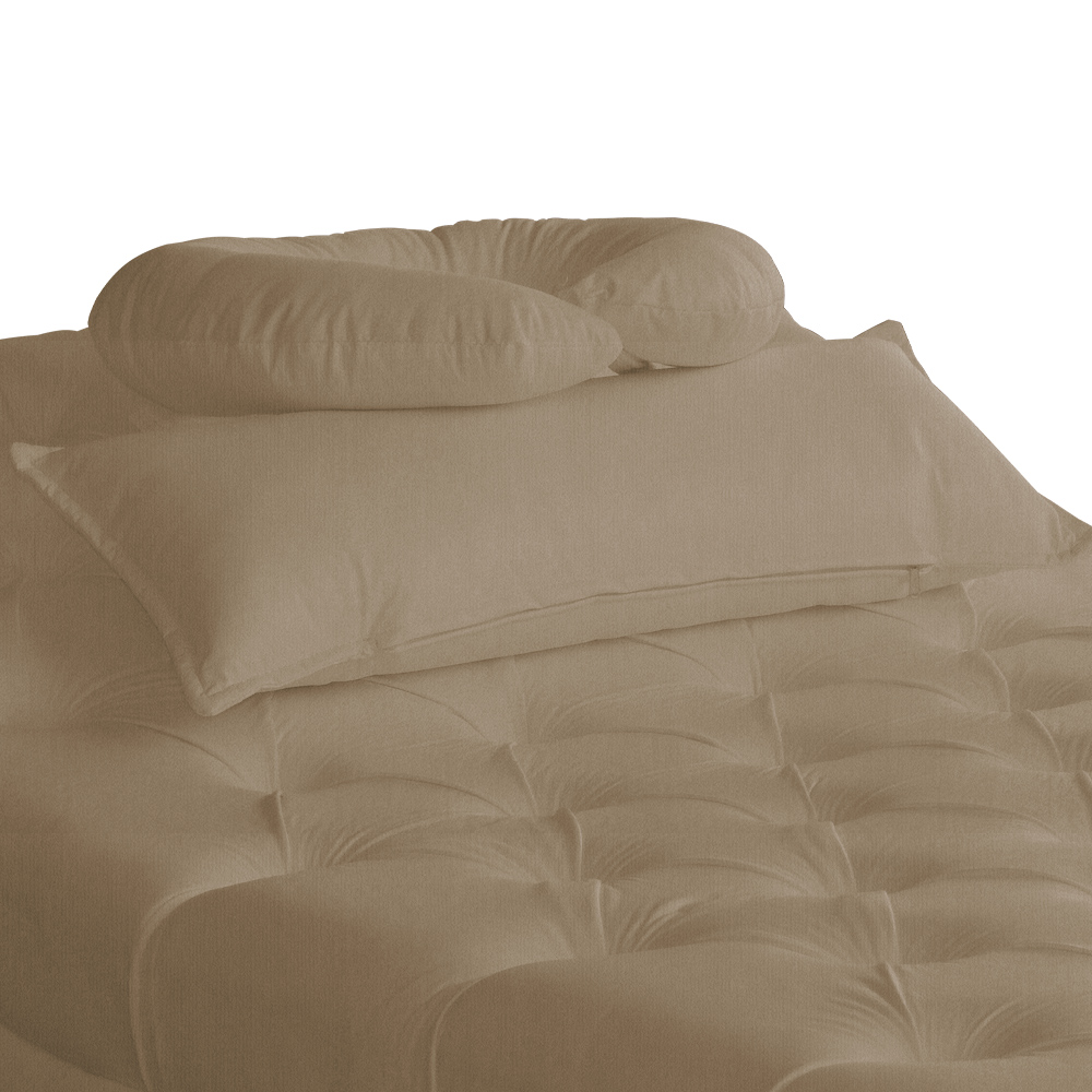 Maca Estofada Capitonê Requinte Suede Cappuccino 80cm - DS Estofados