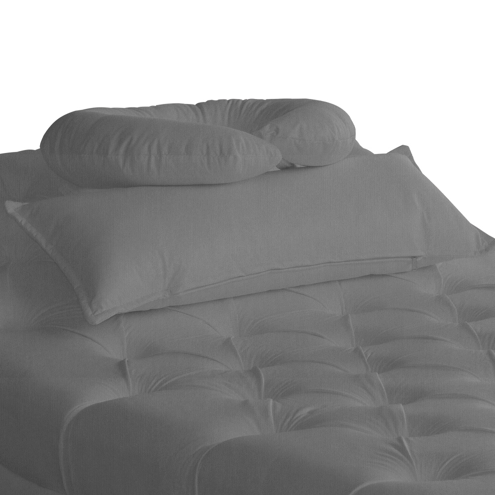 Maca Estofada Capitonê Requinte Suede Cinza 80cm- DS Estofados