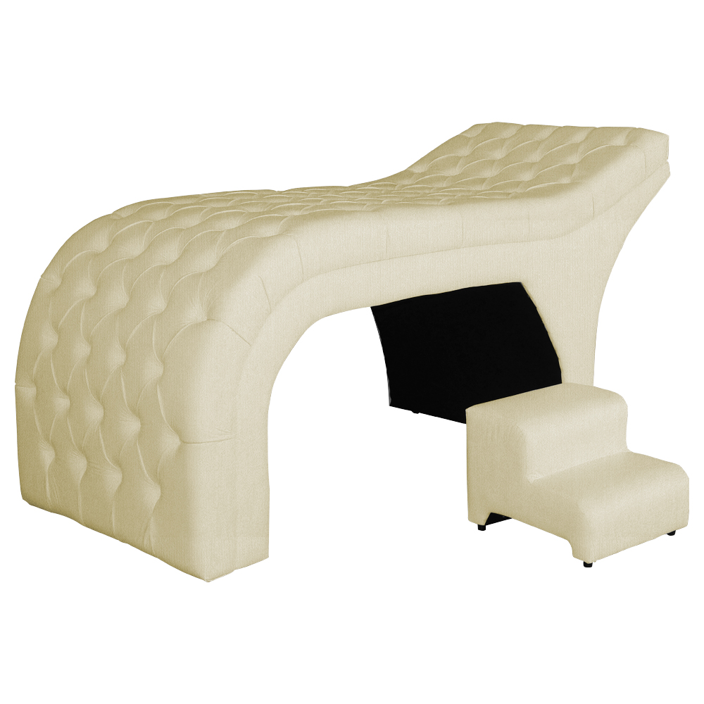 Maca Estofada Capitonê Requinte Suede Marfim 80cm - DS Estofados