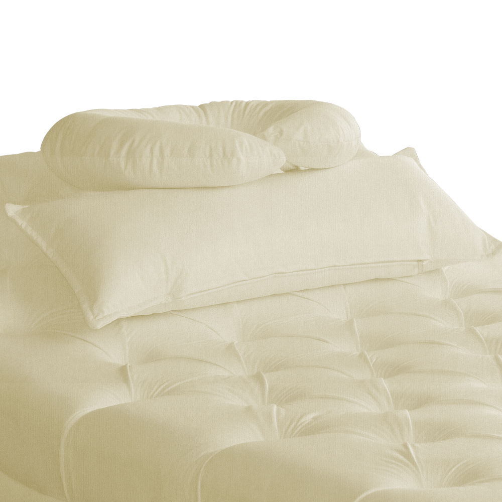 Maca Estofada Capitonê Requinte Suede Marfim 80cm - DS Estofados