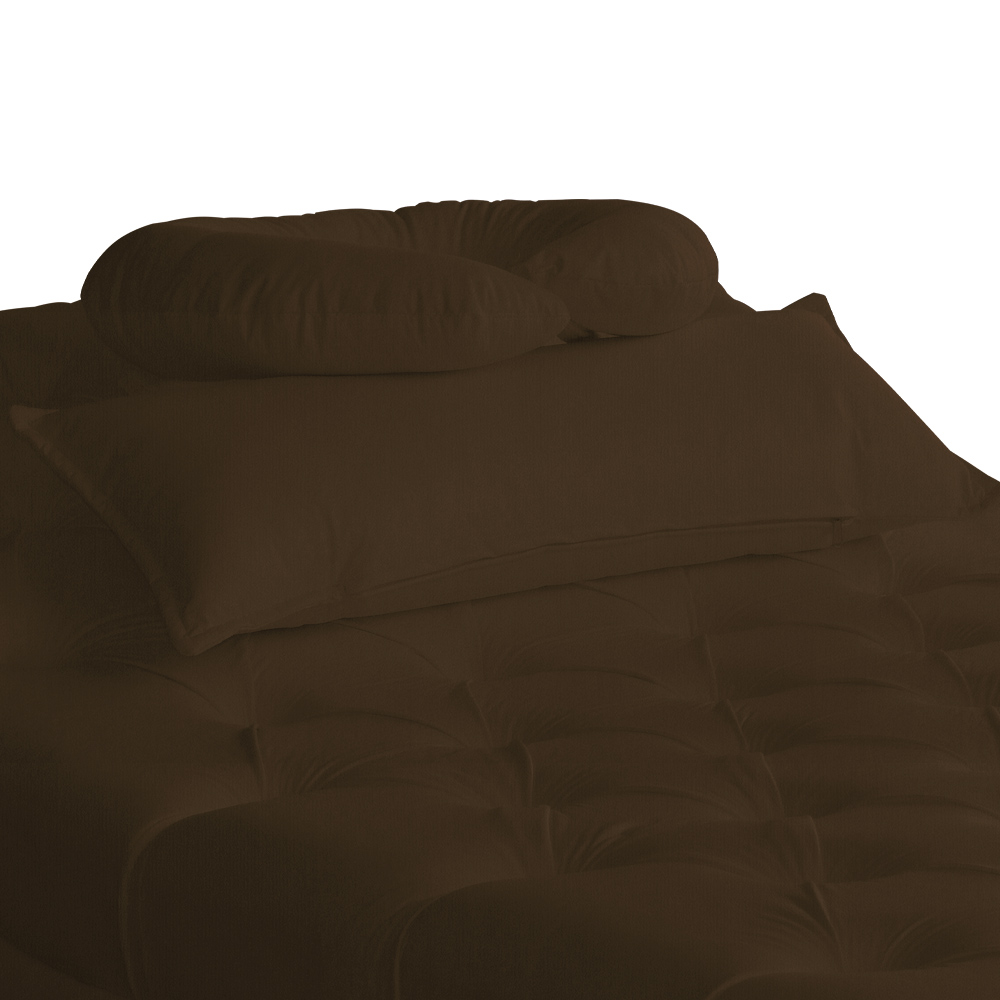 Maca Estofada Capitonê Requinte Suede Marrom 80cm - DS Estofados