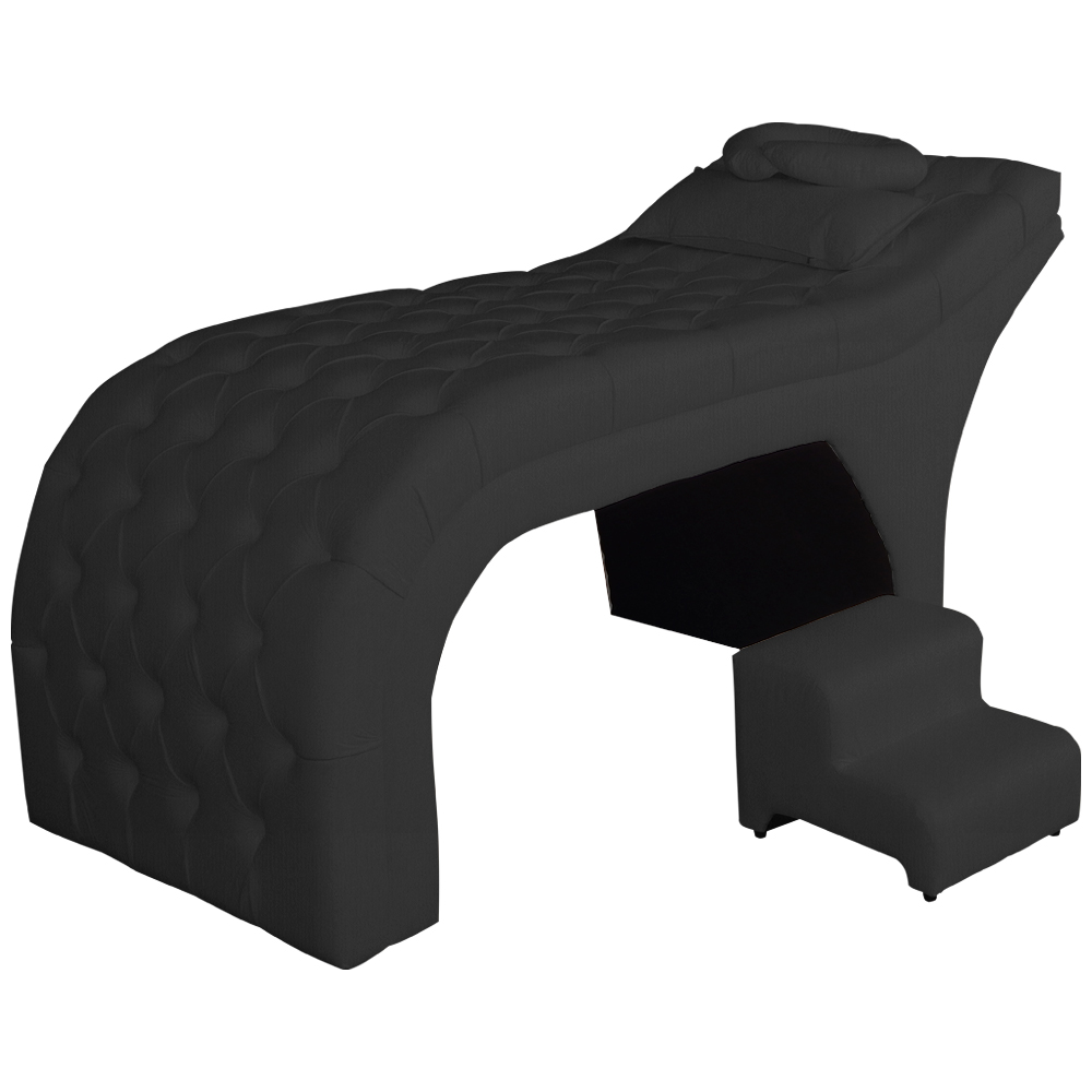 Maca Estofada Capitonê Requinte Suede Preto 80cm - DS Estofados