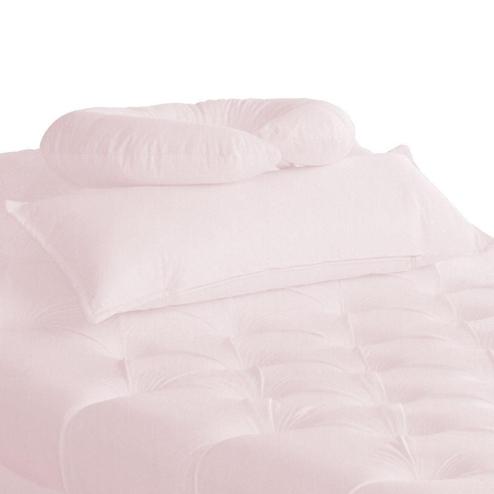 Maca Estofada Capitonê Requinte Suede Rosa Bebê 80cm - DS Estofados