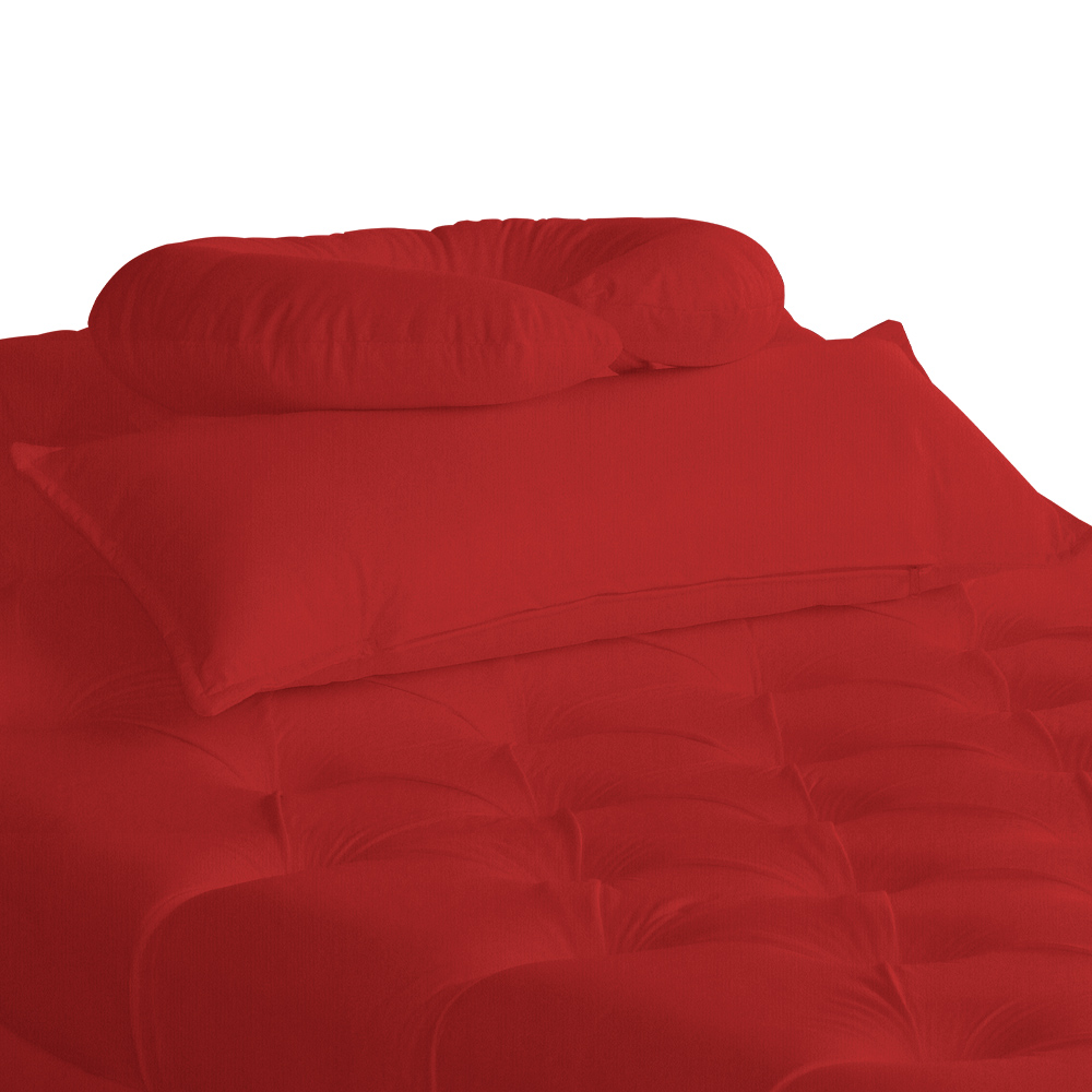 Maca Estofada Capitonê Requinte Suede Vermelho 80cm - DS Estofados