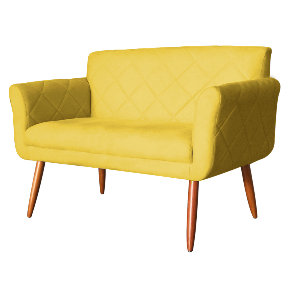 Namoradeira Decorativa Isabela Pés Palito Suede Amarelo - DS Estofados