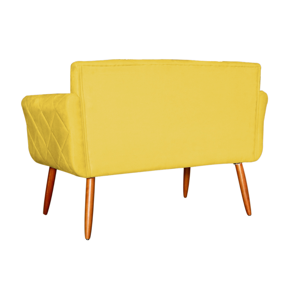Namoradeira Decorativa Isabela Pés Palito Suede Amarelo - DS Estofados