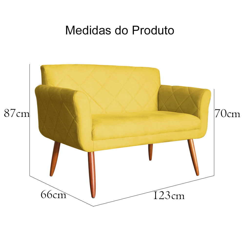 Namoradeira Decorativa Isabela Pés Palito Suede Amarelo - DS Estofados