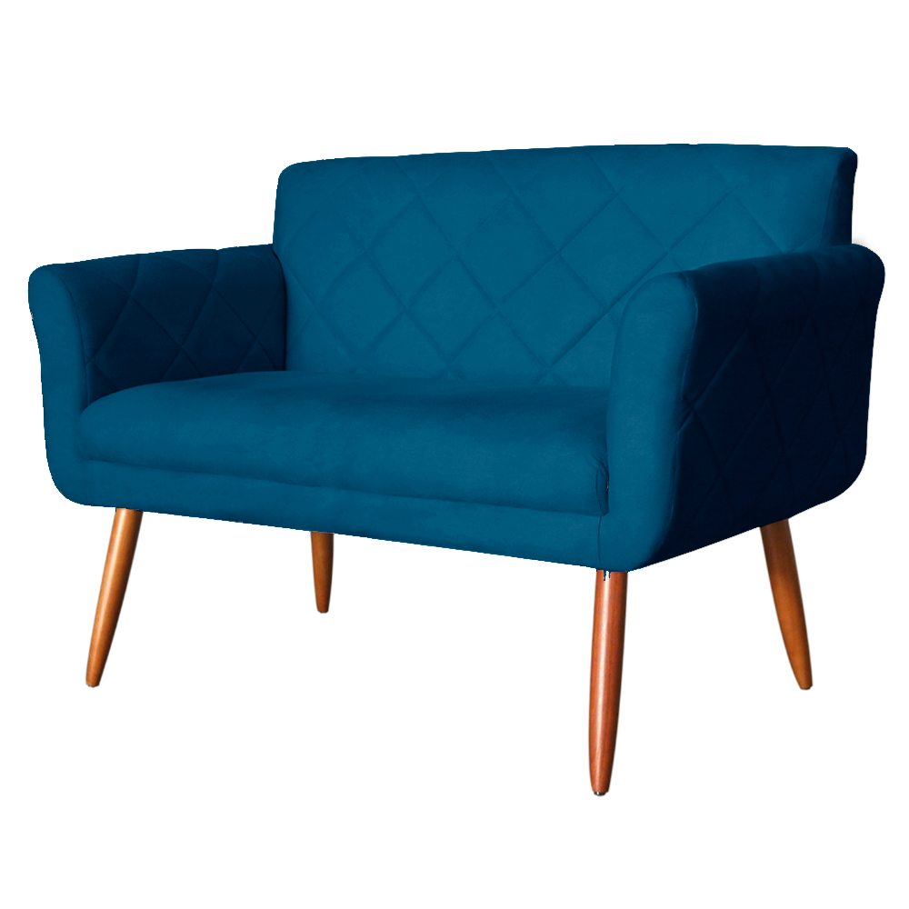 Namoradeira Decorativa Isabela Pés Palito Suede Azul Marinho Claro - DS Estofados