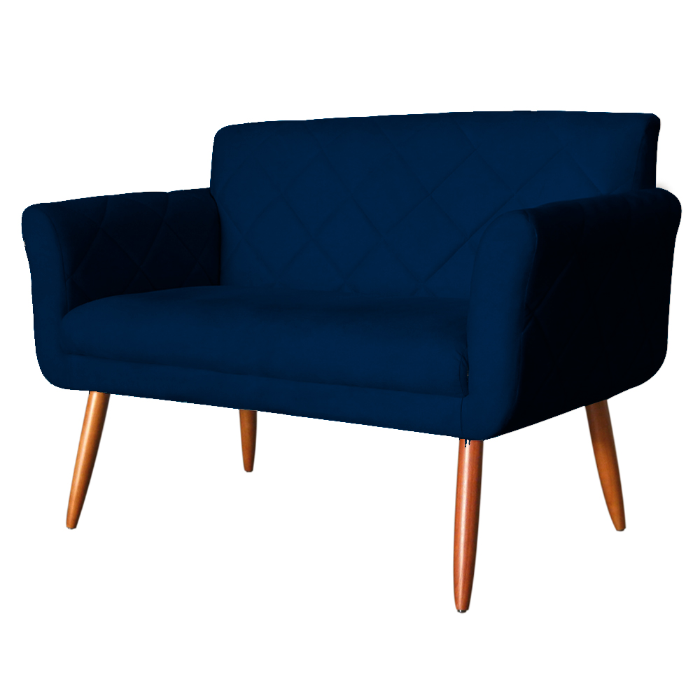 Namoradeira Decorativa Isabela Pés Palito Suede Azul Marinho Escuro - DS Estofados