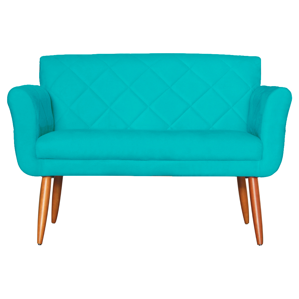 Namoradeira Decorativa Isabela Pés Palito Suede Azul Turquesa - DS Estofados