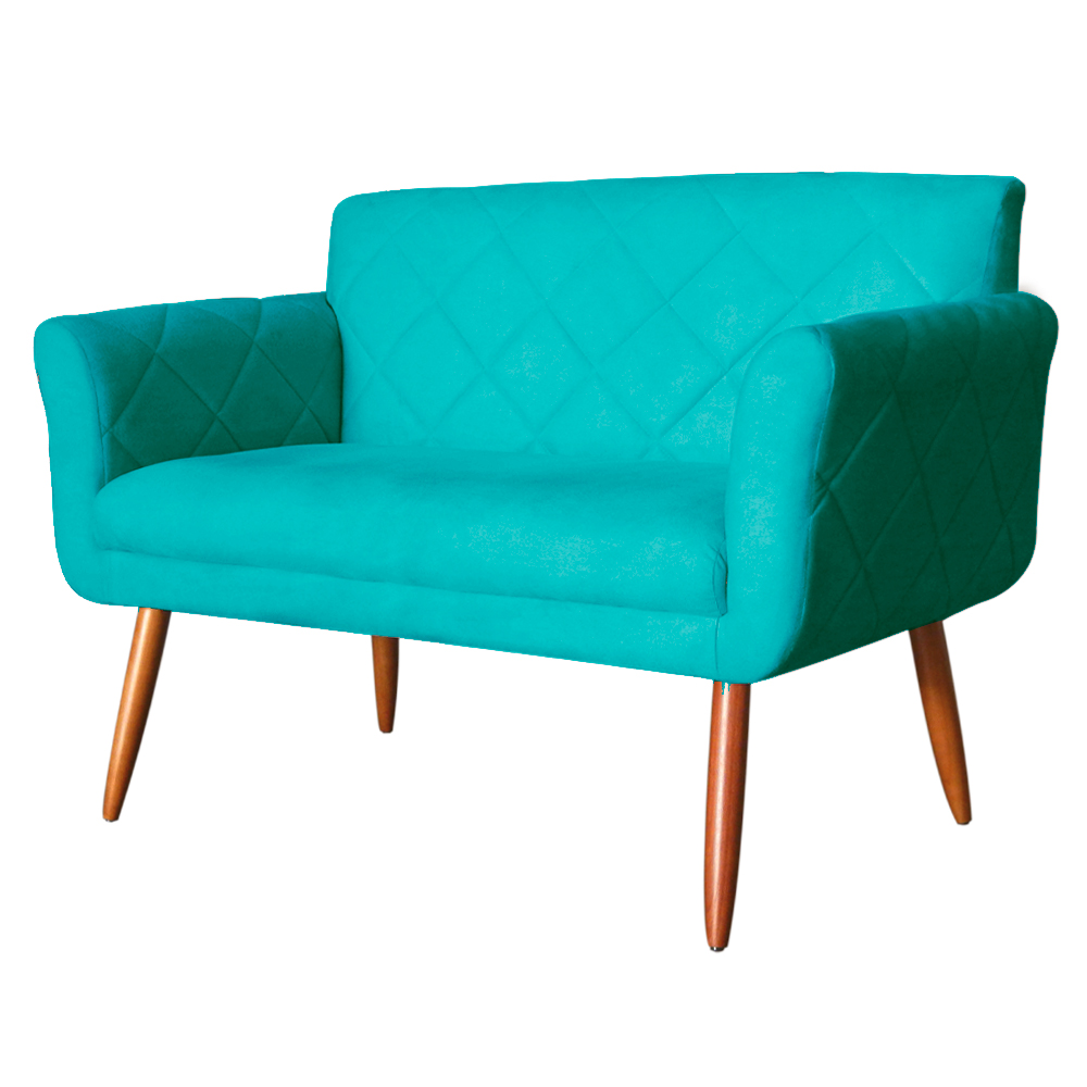 Namoradeira Decorativa Isabela Pés Palito Suede Azul Turquesa - DS Estofados
