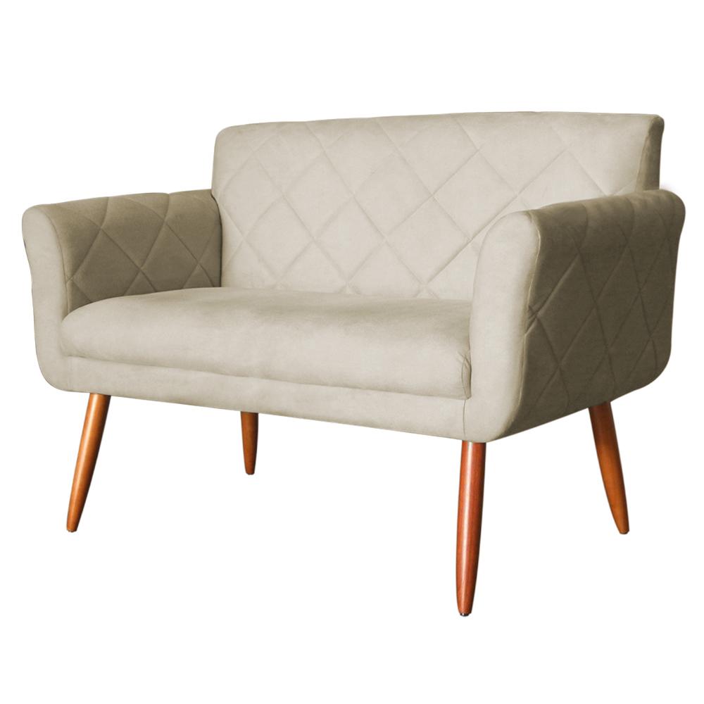 Namoradeira Decorativa Isabela Pés Palito Suede Bege - DS Estofados