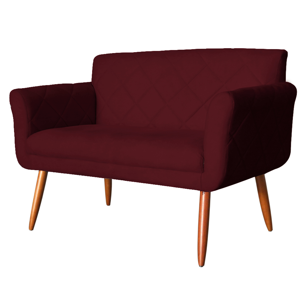 Namoradeira Decorativa Isabela Pés Palito Suede Bordô - DS Estofados