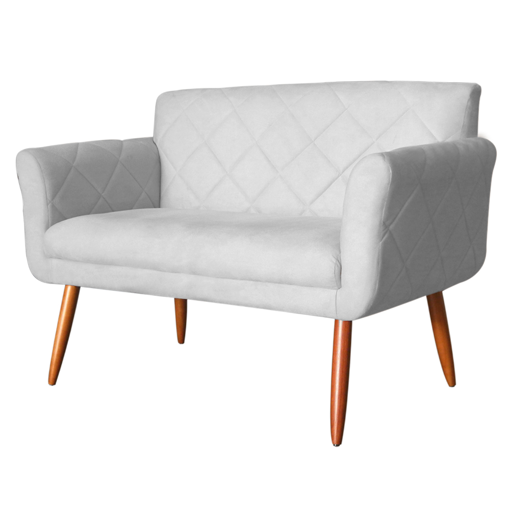 Namoradeira Decorativa Isabela Pés Palito Suede Branco - DS Estofados